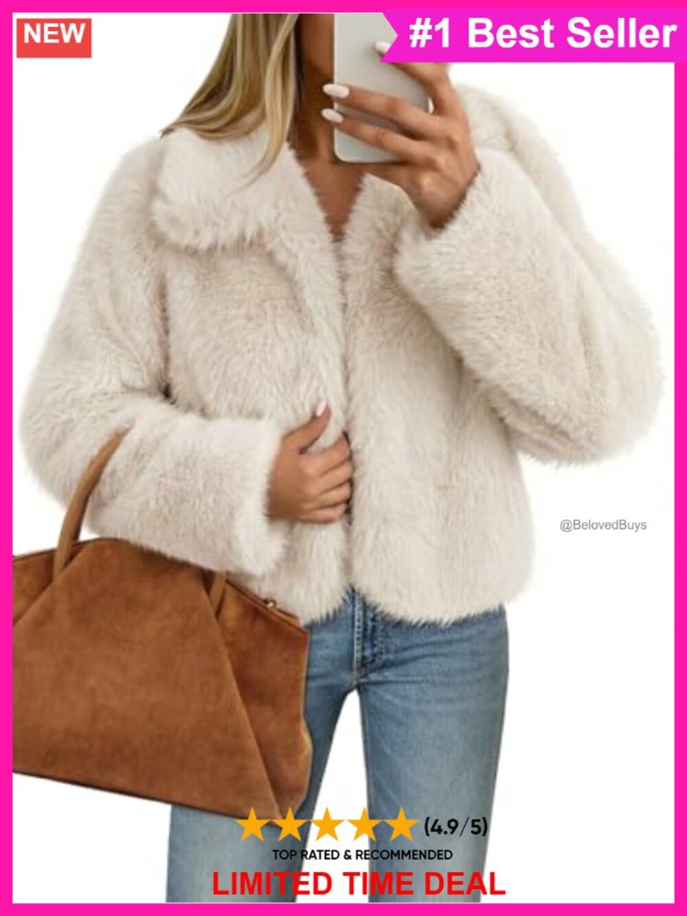 Faux Fur Jacket Women's Cropped Fluffy Collar Winter Coat